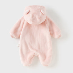 Dave&Bella Newborn Girls/Boys Winter Soft Plush-lined Hooded Baby One-Pieces Romper