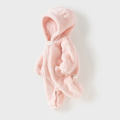 Dave&Bella Newborn Girls/Boys Winter Soft Plush-lined Hooded Baby One-Pieces Romper