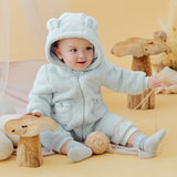 Dave&Bella Newborn Girls/Boys Soft Plush-lined Hooded Baby One-Pieces Romper