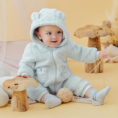 Dave&Bella Newborn Girls/Boys Winter Soft Plush-lined Hooded Baby One-Pieces Romper
