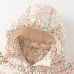 Dave&Bella Toddler Girls Winter Adorable Pink Floral Outwear Paddes Hooded Coats