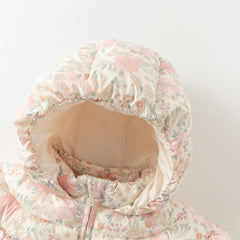 Dave&Bella Toddler Girls Winter Adorable Pink Floral Outwear Paddes Hooded Coats