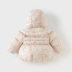 Dave&Bella Toddler Girls Winter Adorable Pink Floral Outwear Paddes Hooded Coats