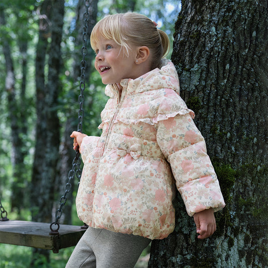 Dave&Bella Toddler Girls Winter Adorable Pink Floral Outwear Paddes Hooded Coats