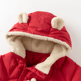 Dave&Bella Baby Girls/Boys Winter Festival Red/Pink Outwear Hooded Down Rompers