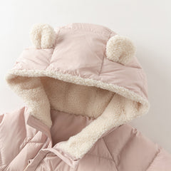 Dave&Bella Baby Girls/Boys Winter Festival Red/Pink Outwear Hooded Down Rompers