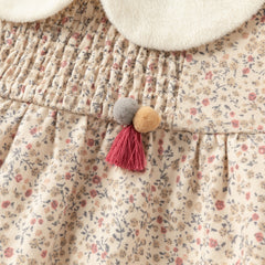 Dave&Bella Toddler Girls Charming Khaki Floral Print A-line Princess Dress(wallet bag)
