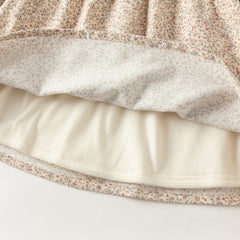 Dave&Bella Toddler Girls Charming Khaki Floral Print A-line Princess Dress(wallet bag)