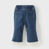 Dave&Bella Toddler Girls Sweet Denim Blue Plush-lined Straight-leg Jeans Pants