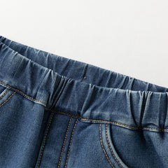 Dave&Bella Toddler Girls Winter Sweet Denim Blue Plush-lined Straight-leg Jeans Pants