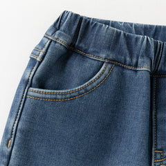 Dave&Bella Toddler Girls Winter Sweet Denim Blue Plush-lined Straight-leg Jeans Pants
