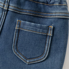 Dave&Bella Toddler Girls Winter Sweet Denim Blue Plush-lined Straight-leg Jeans Pants