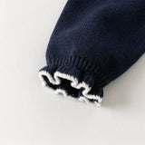 Dave&Bella Toddler Girls Navy Blue Lace Turtle Comfortable Sweaters Tops