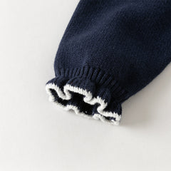 Dave&Bella Toddler Girls Navy Blue Lace Turtle Comfortable Sweaters Tops
