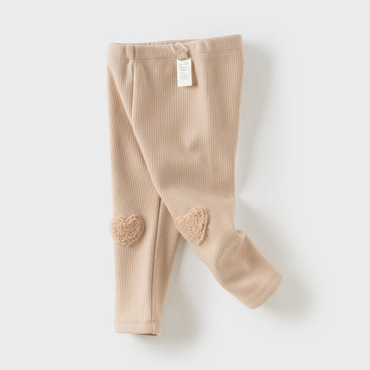 Dave&Bella Toddler Girls Breathbale Cotton Soft Plush-lined Straight-leg Leggings Pants