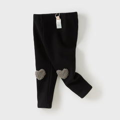 Dave&Bella Toddler Girls Breathbale Cotton Soft Plush-lined Straight-leg Leggings Pants