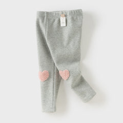 Dave&Bella Toddler Girls Breathbale Cotton Soft Plush-lined Straight-leg Leggings Pants