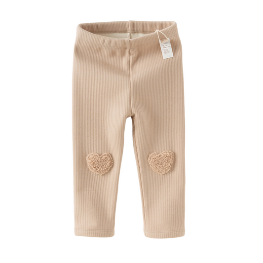 Dave&Bella Toddler Girls Breathbale Cotton Soft Plush-lined Straight-leg Leggings Pants