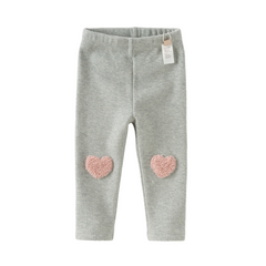Dave&Bella Toddler Girls Breathbale Cotton Soft Plush-lined Straight-leg Leggings Pants