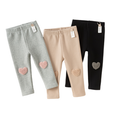 Dave&Bella Toddler Girls Breathbale Cotton Soft Plush-lined Straight-leg Leggings Pants