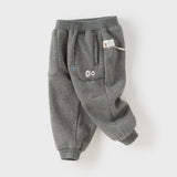 Dave&Bella Toddler Boys Outdoor Grey Warm Padded Drawstring Loose Sweatpants