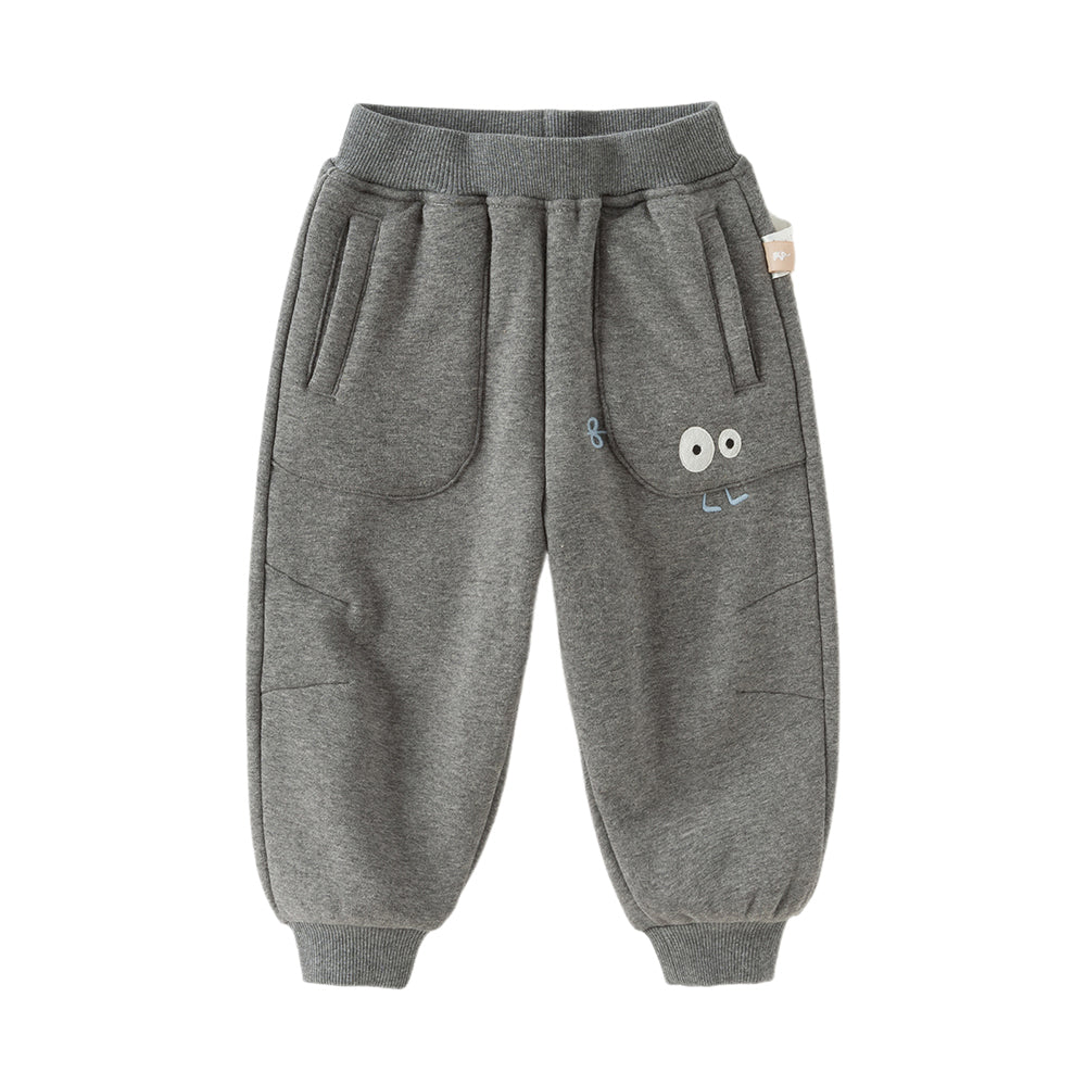 Dave&Bella Toddler Boys Outdoor Grey Warm Padded Drawstring Loose Sweatpants
