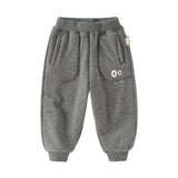 Dave&Bella Toddler Boys Outdoor Grey Warm Padded Drawstring Loose Sweatpants