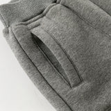 Dave&Bella Toddler Boys Outdoor Grey Warm Padded Drawstring Loose Sweatpants
