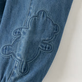 Dave&Bella Toddler Girls/Boys Denim Blue Adjustable-waistband Loose Drawstring Jeans