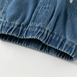 Dave&Bella Toddler Girls/Boys Denim Blue Adjustable-waistband Loose Drawstring Jeans