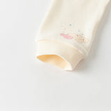 Dave&Bella Toddler Girls Cute Beige/Pink Print Breathable Cotton Pajamas