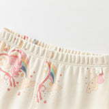 Dave&Bella Toddler Girls Cute Beige/Pink Print Breathable Cotton Pajamas