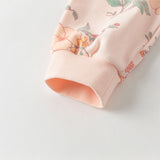 Dave&Bella Toddler Girls Cute Beige/Pink Print Breathable Cotton Pajamas