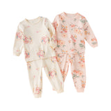 Dave&Bella Toddler Girls Cute Beige/Pink Print Breathable Cotton Pajamas