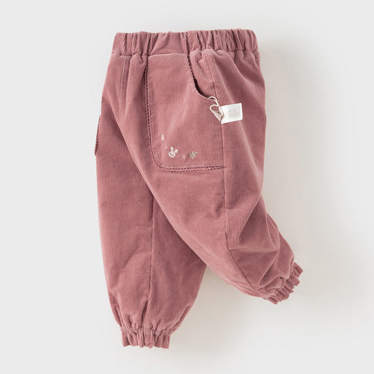 Dave&Bella Toddler Girls Casual Dark Pink/Coffee Brown Outdoor Cozy Padded Pants