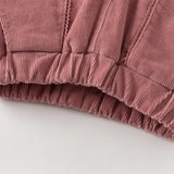 Dave&Bella Toddler Girls Casual Dark Pink/Coffee Brown Outdoor Cozy Padded Pants