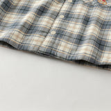 Dave&Bella Kids Boys Blue Grey Plaid Casual Padded Shirts Tops