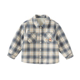 Dave&Bella Kids Boys Blue Grey Plaid Casual Padded Shirts Tops