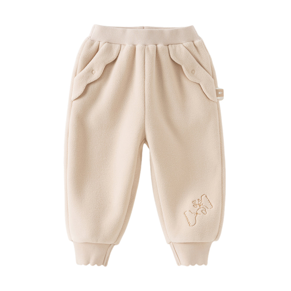Dave&Bella Toddler Girls Beige/Grey Pink Playful Loose Drawstring Sweatpants