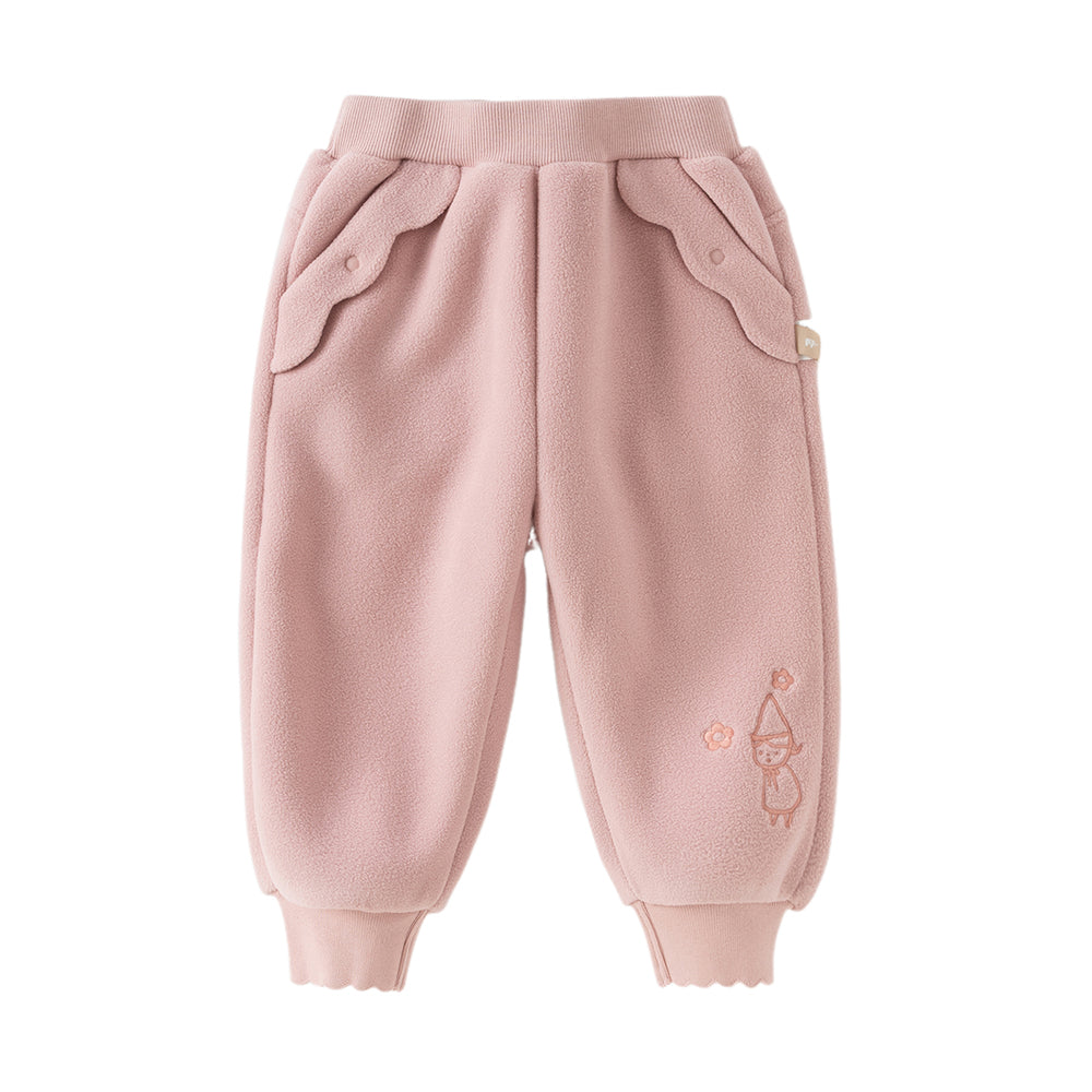 Dave&Bella Toddler Girls Beige/Grey Pink Playful Loose Drawstring Sweatpants