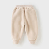 Dave&Bella Toddler Girls Beige/Grey Pink Playful Loose Drawstring Sweatpants