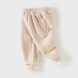 Dave&Bella Toddler Girls Beige/Grey Pink Playful Loose Drawstring Sweatpants
