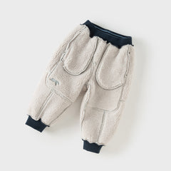 Dave&Bella Toddler Boys Winter Warm Plush-lined Sports Drawstring Sweatpants