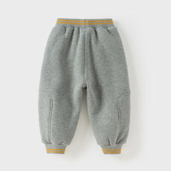 Dave&Bella Toddler Boys Winter Warm Plush-lined Sports Drawstring Sweatpants