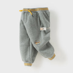Dave&Bella Toddler Boys Winter Warm Plush-lined Sports Drawstring Sweatpants
