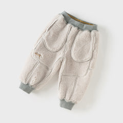 Dave&Bella Toddler Boys Winter Warm Plush-lined Sports Drawstring Sweatpants