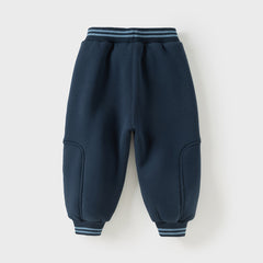 Dave&Bella Toddler Boys Winter Warm Plush-lined Sports Drawstring Sweatpants