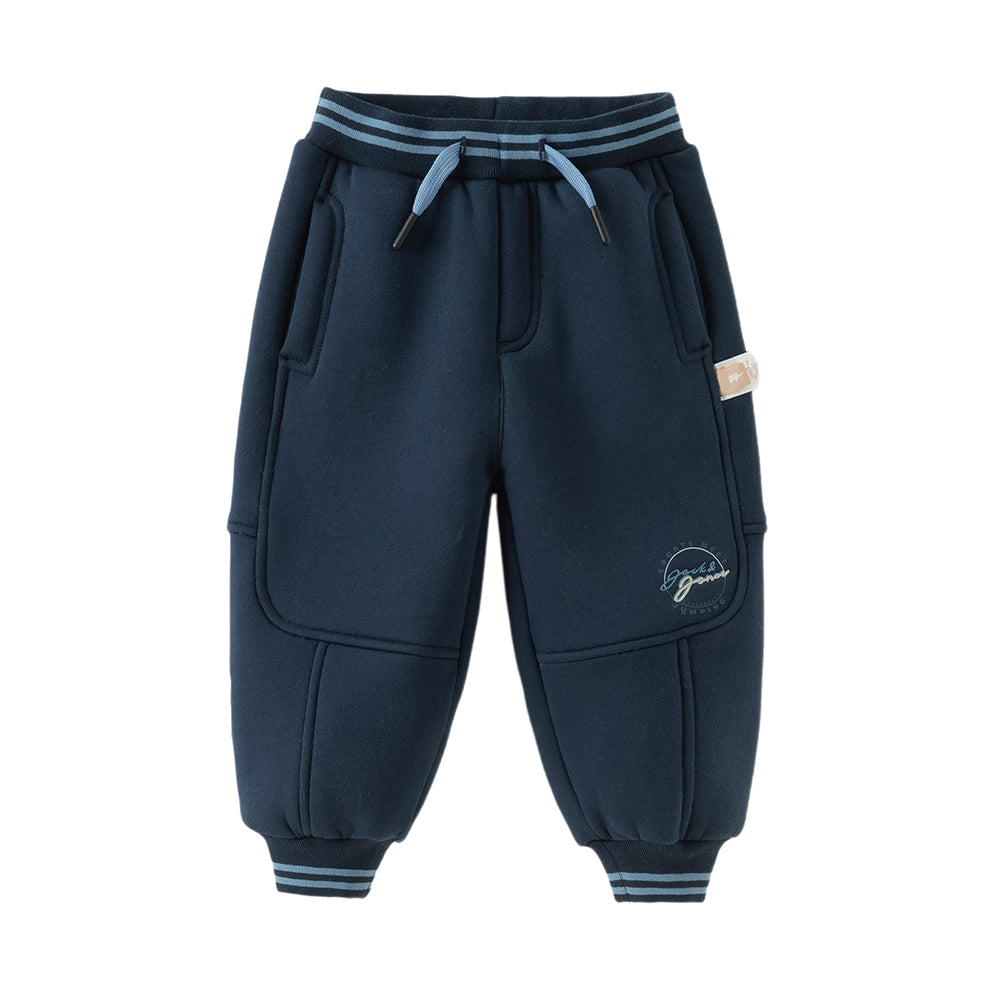 Dave&Bella Toddler Boys Winter Warm Plush-lined Sports Drawstring Sweatpants