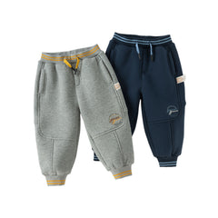 Dave&Bella Toddler Boys Winter Warm Plush-lined Sports Drawstring Sweatpants