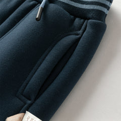 Dave&Bella Toddler Boys Winter Warm Plush-lined Sports Drawstring Sweatpants